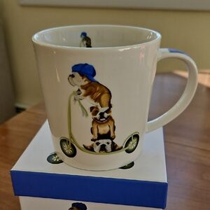 English Bulldogs on Scooter Bone China Mug